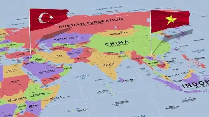 Map of Vietnam and Türkiye